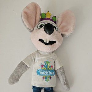 Chuck E Cheese Pizza Mouse 10” 2013 Birthday Rockstar T-shirt Crown Plush Toy